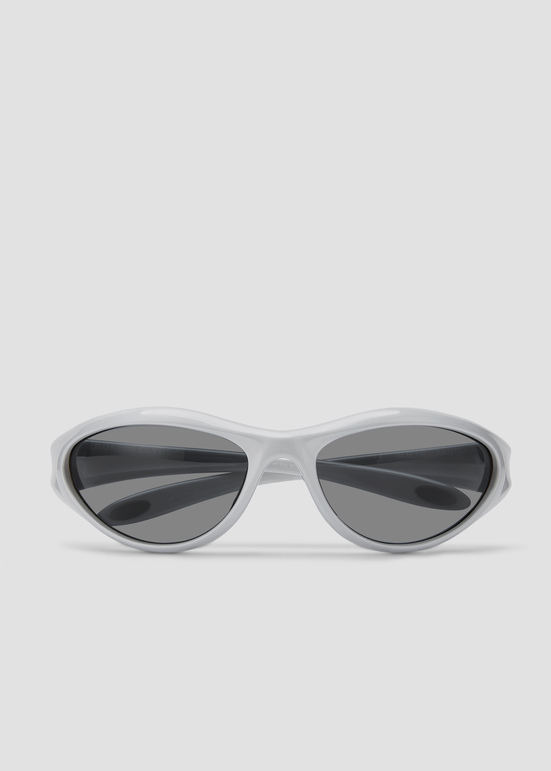 Bonnie Clyde Angel aviator opticals in silver TR90 with black lenses, face view.